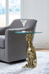 Tampa Furniture Outlet Lutz - Ashley Furniture - Vallain Accent Table - Accent Table / Antique Gold Finish - A4000605